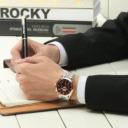 LIGE Men's Sports Quartz Watch with Multi-Function Steel Band